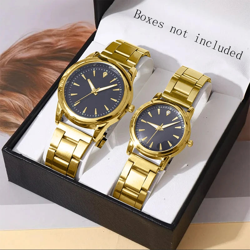 2PCS Couple's Watches Men Business Watch Fashion Analog Women Quartz Watch (Without Box) - TAVEN System LLC