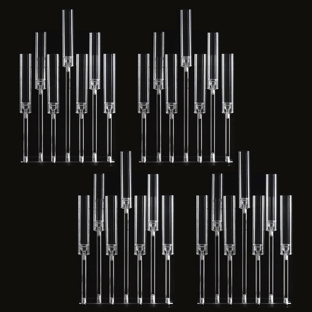4pcs 7-Arm Acrylic Candlestick Clear Candelabra 26.5 Inch Tall for Wedding Birthday Party Living Room Decor TAVEN System LLC