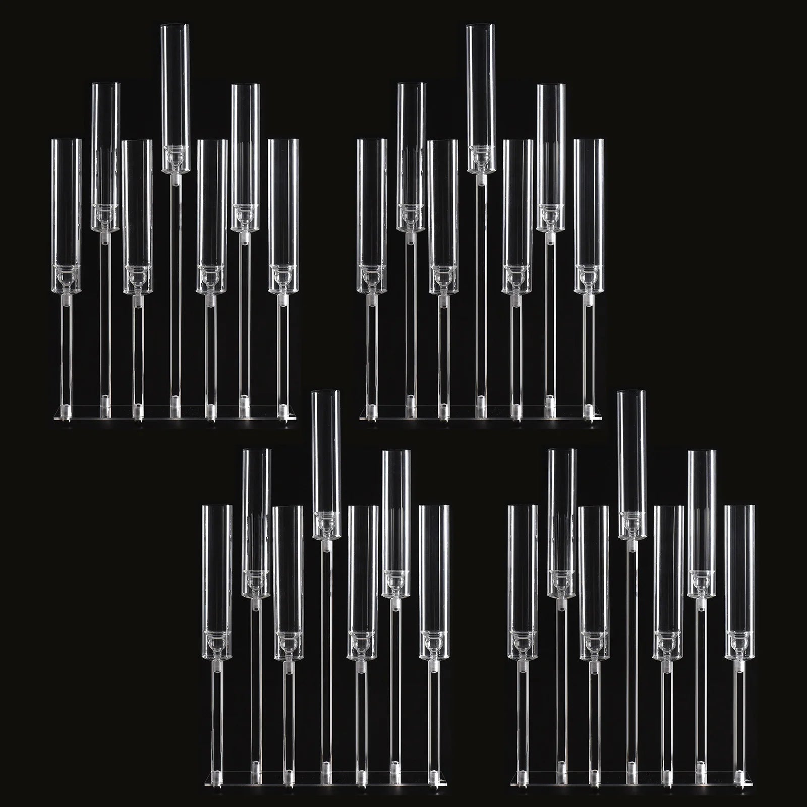 4pcs 7-Arm Acrylic Candlestick Clear Candelabra 26.5 Inch Tall for Wedding Birthday Party Living Room Decor TAVEN System LLC