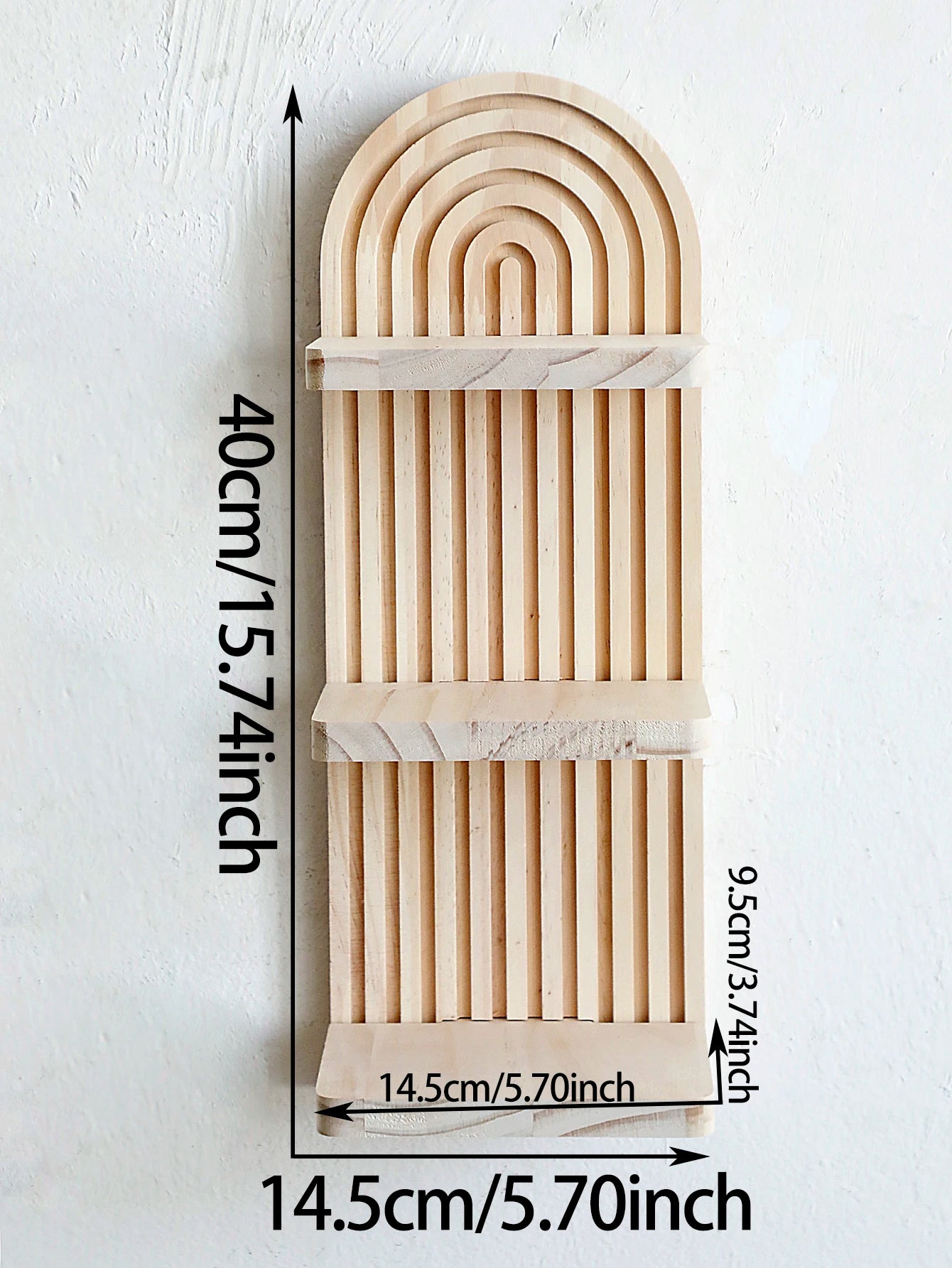1Pc Boho Style Wooden Wall Shelves - Geometric Wall Mounted Shelves, Natural Wood Finish, Modern Home Decor, Plant Decorative TAVEN System LLC