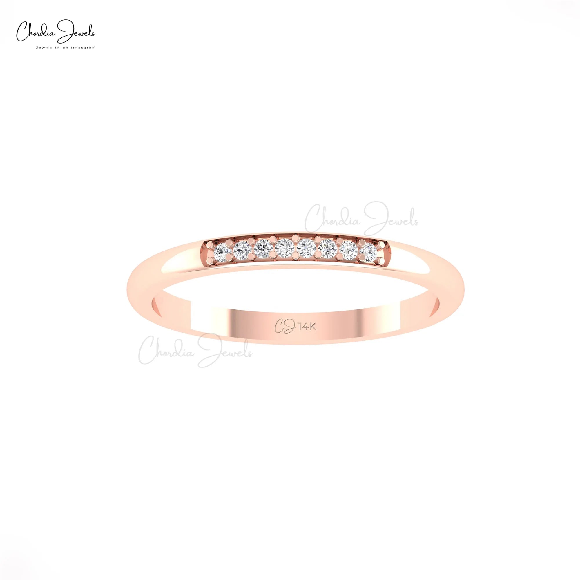 Trending Products 1.2mm Brilliant Cut I1-I2 Clarity White Diamond Eternity Band With 14k Solid Rose Gold Wedding Ring Jewelry TAVEN System LLC