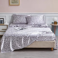 New Satin Fabric Leopard Print Bed Sheet Set Queen High-end Fitted Sheet Flat Sheet Pillowcase Bed Set King Size Bedsheet Sets TAVEN System LLC