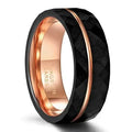 Tigrade 4mm 6mm 8mm Black Tungsten Rings for Men Women Thin Rose Gold Groove Hammered Wedding Band Ring Comfort Fit Size 5-14 TAVEN System LLC