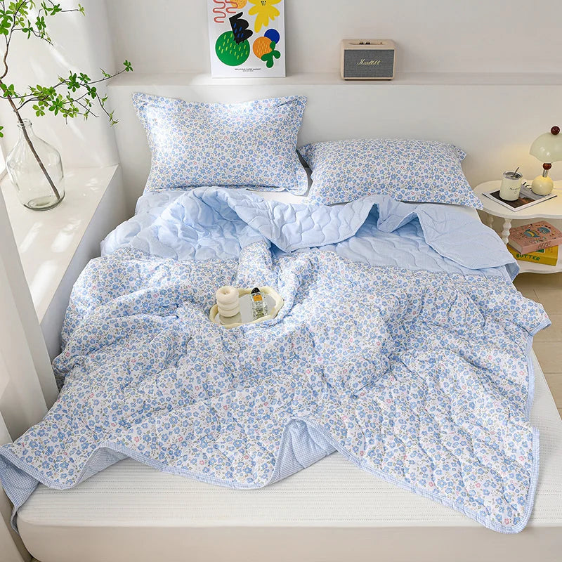 Breathable Quilted Summer Blanket Cooling Skin-friendly Comforter Soft Lightweight Quilt Well-vetilated Single Double  Duvet Set TAVEN System LLC