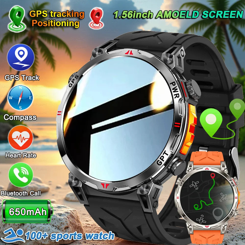 Smart Watches 1.56" AMOLED Screen GPS Fitness Tracking Compass 3ATM 650Mah Call 100+ Sports Smartwatch AI GPT For Android iOS - TAVEN System LLC