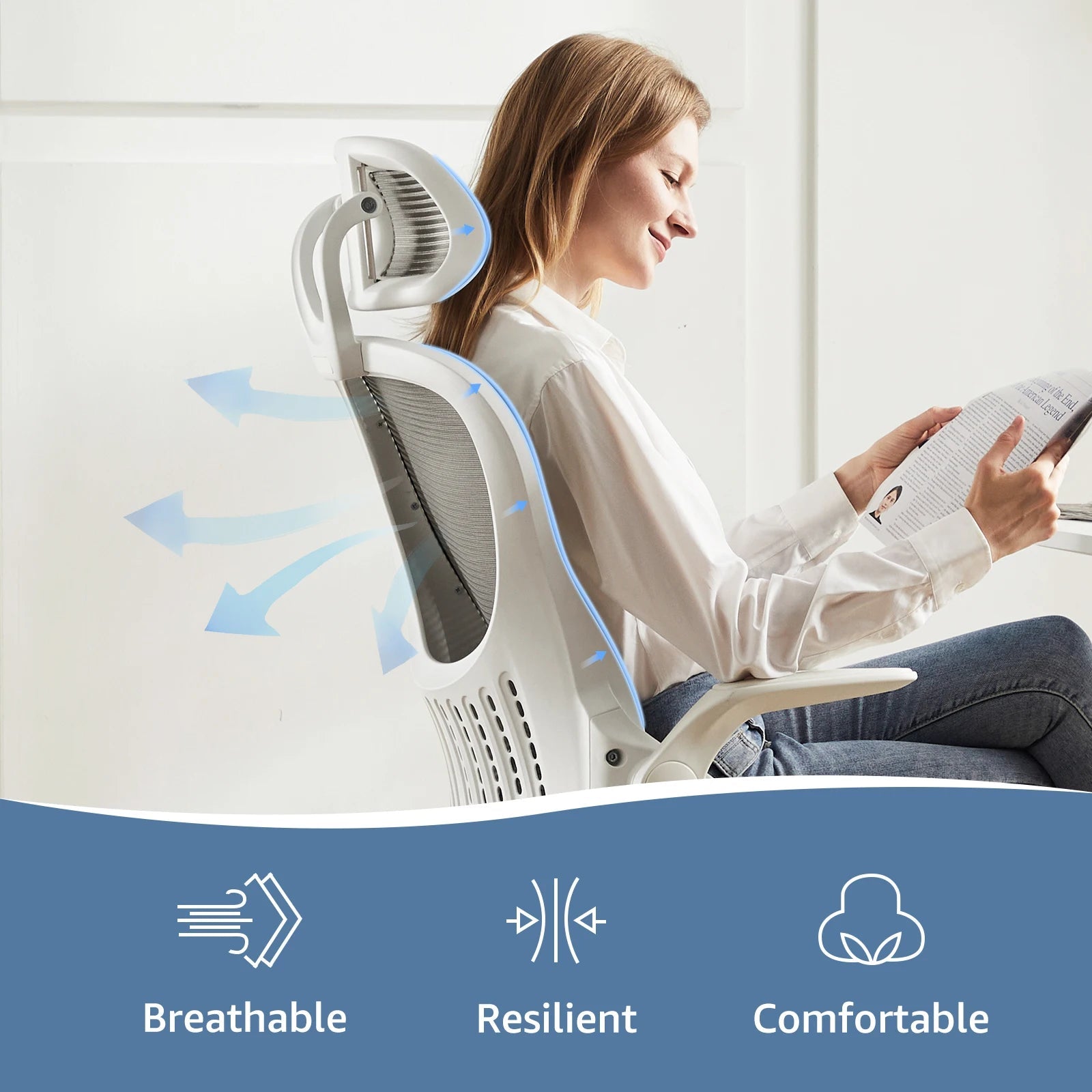 JHK Ergonomic Mesh Office Chair with Headrest and Flip-Up Arms TAVEN System LLC