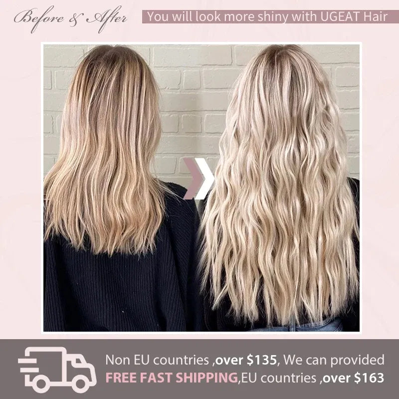 Color: T4/30, Length: 18 inches, Weight Per Package: 120g/Set - [16 Colors] Ugeat Clip in Hair Extensions Human Hair 14-22" Double Weft Remy Hair Full Head Clip in Extensions for Woman 7Pcs Taven