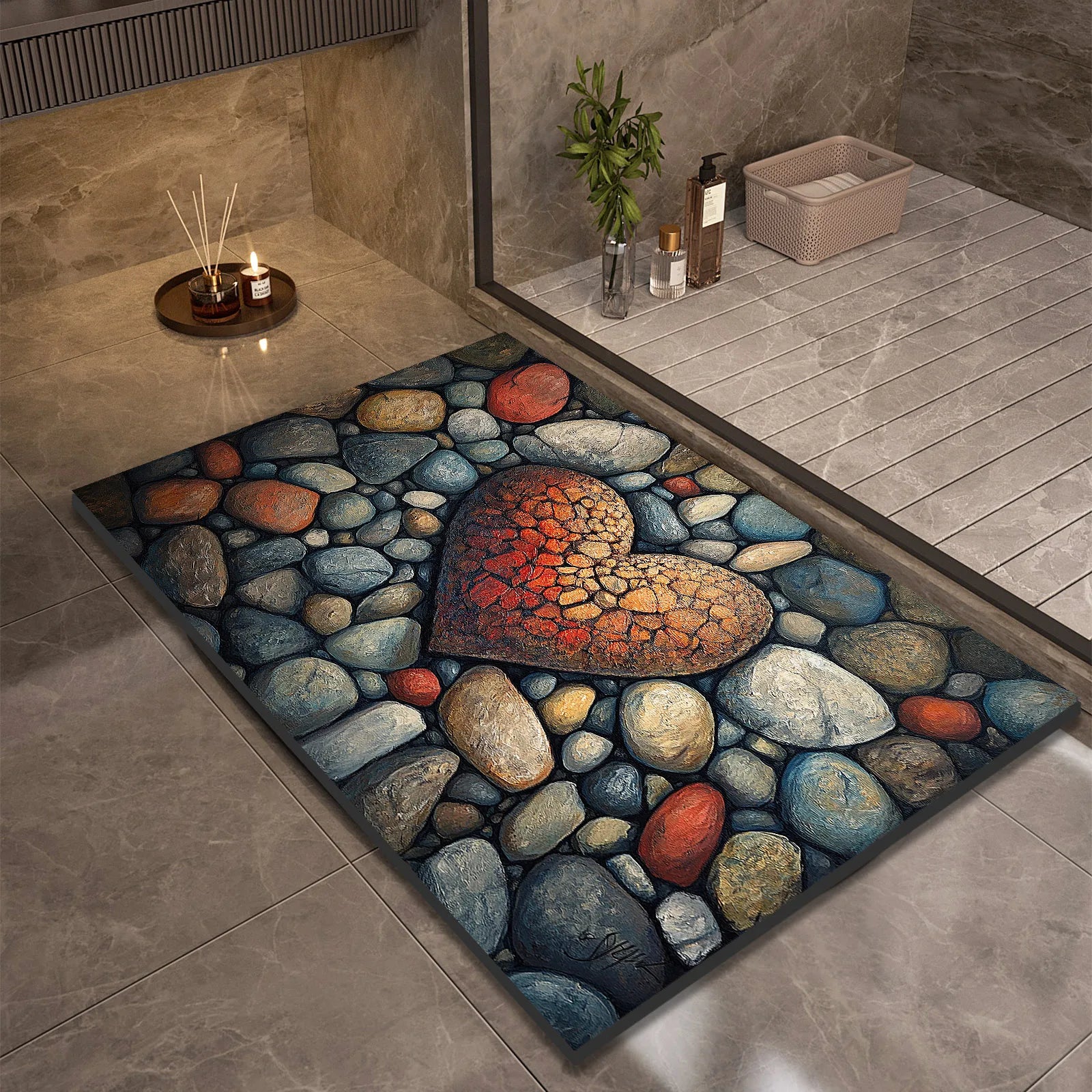 Stone Design Diatomite Bath Mat Bathroom Non-slip Shower Foot Mats Absorbent Quick Dry Toilet Rugs Carpet Doormat Washable TAVEN System LLC