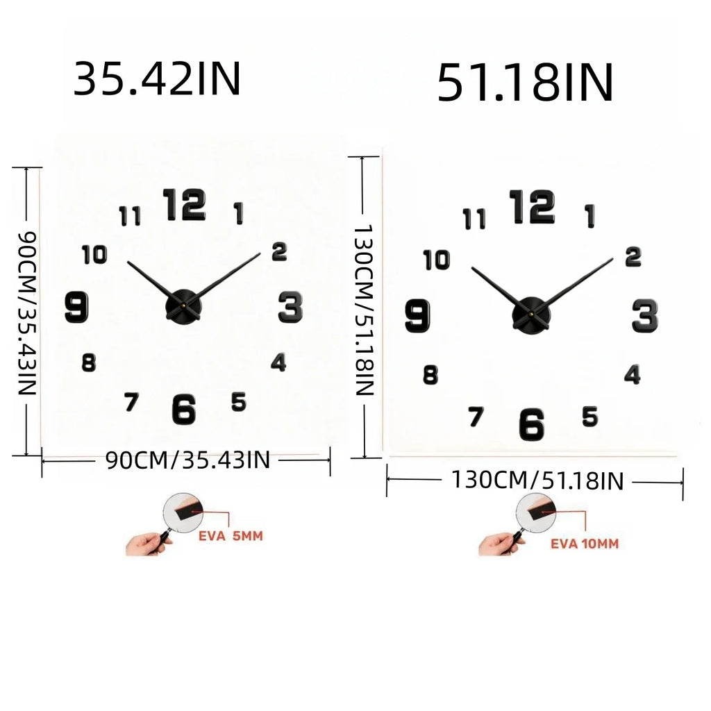 New Modern Design Large Wall Clock 3D DIY Quartz Clocks Fashion Watches Acrylic Mirror Stickers Living Room Home Decor Horloge - TAVEN System LLC