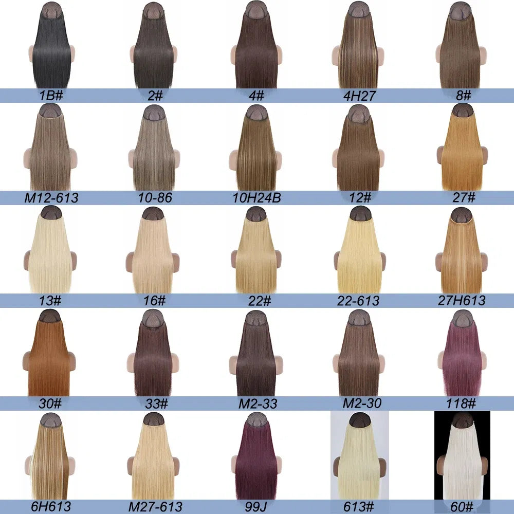 Color: T1B/33/27, Stretched Length: 32inches, Ships From: CHINA - Synthetic Natural Wavy No Clip Fish Line Invisible Hair Extensions Mixed Color Blonde Black Artificial False Hair Piece ForWomen Taven