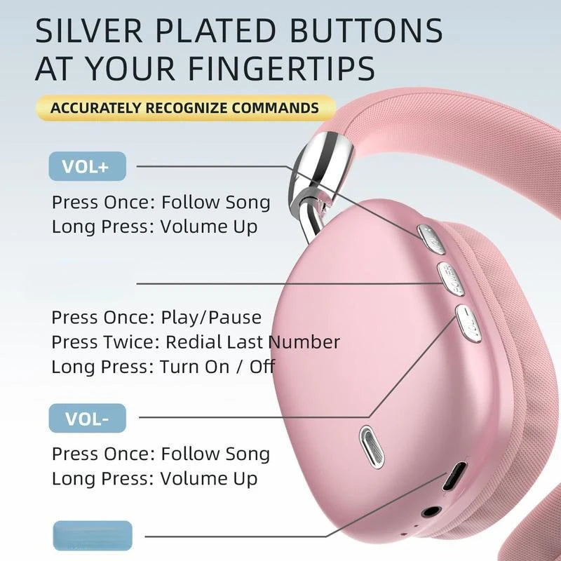 Wireless Bluetooth Headphones High-Resolution Audio Foldable Lightweight Deep Bass Long-Lasting Earphones TAVEN System LLC