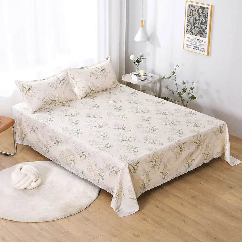 Queen Size Bed Sheet Single Soft Brushed Cotton Bedding Rustic Design All Seasons Breathable 1.6m Double Bed Sheet TAVEN System LLC