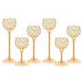 6pcsGold Crystal Candle Holder Sparkling Bowl Candle Holder With Candle High Crystal Candle Holder Dining Table Wedding Centerpiece For Wedding Party Housewarming Gifts TAVEN System LLC