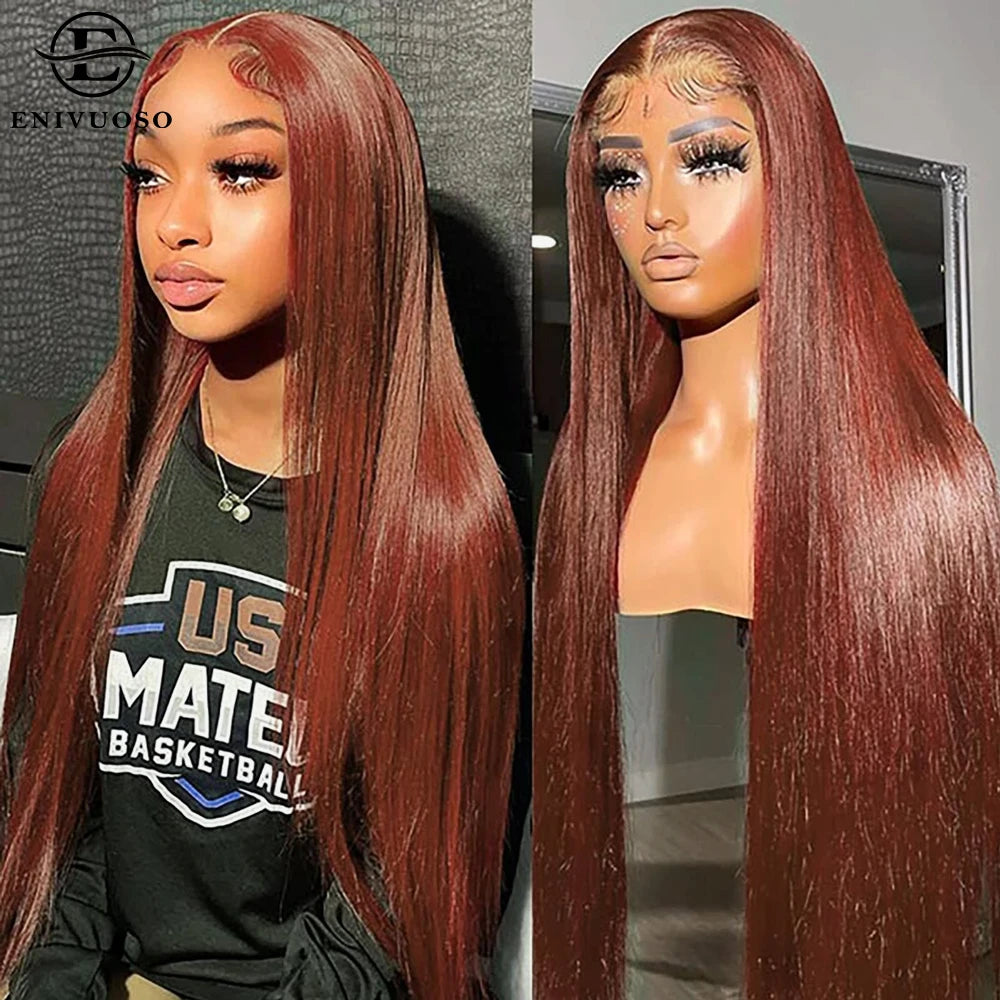 Enivuoso chocolate brown straight lace front wig