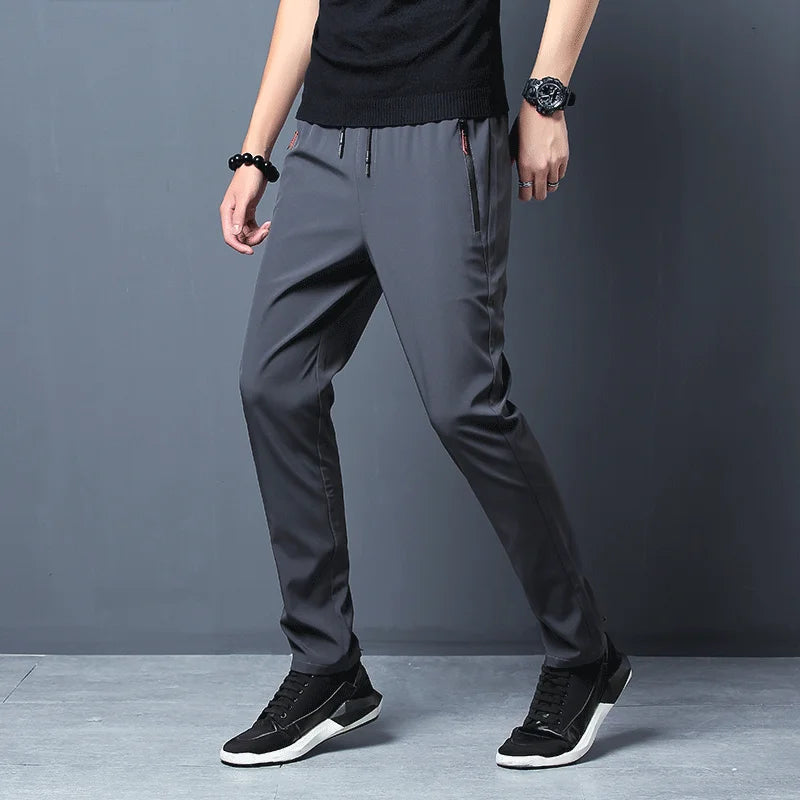 Men's Casual Pants Business Stretch Slim Fit Elastic Waist Jogger Korean Classic Blue Black Gray Male Brand Trousers TAVEN System LLC