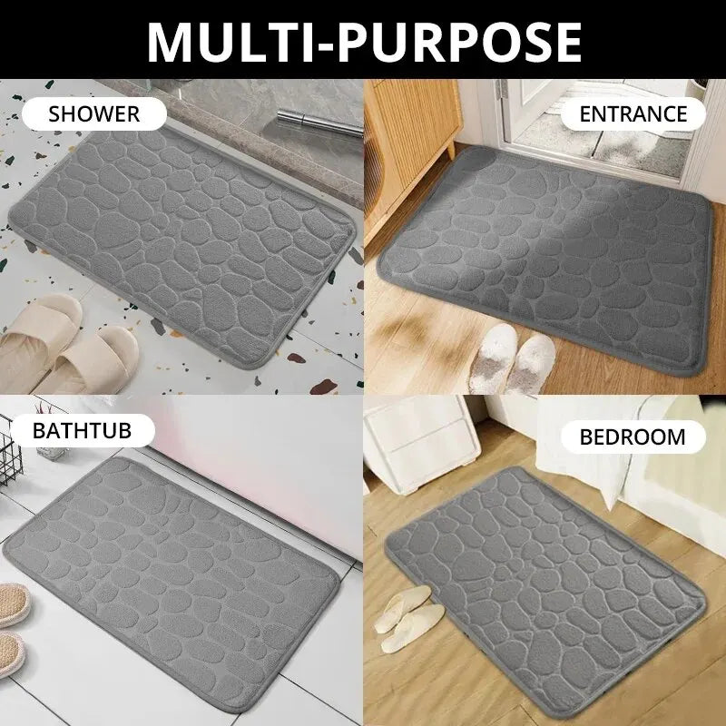 Embossed Microfiber Pebble Floor Mat Anti Slip Bathroom Carpet TAVEN System LLC