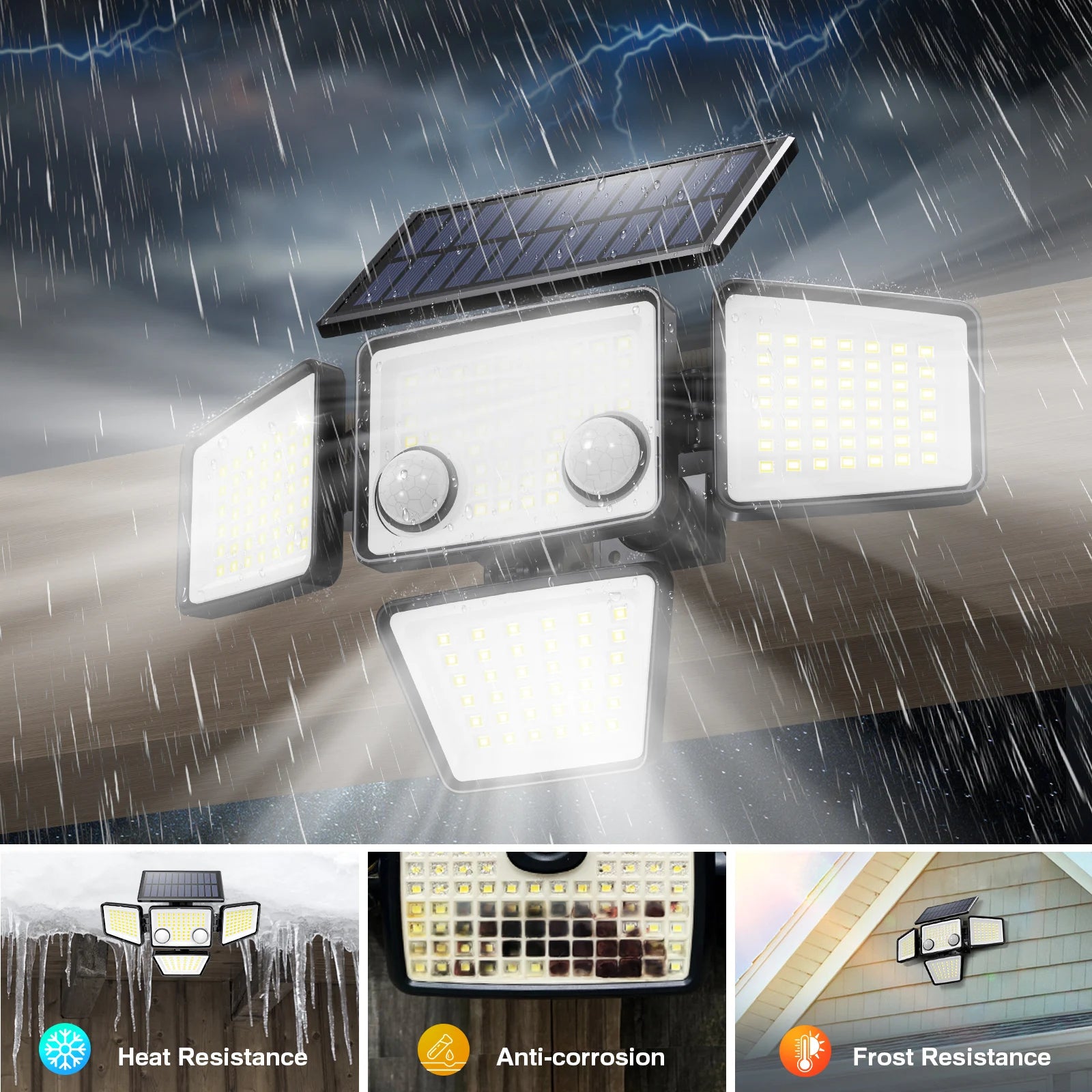 3000LM 188 LED solar motion sensor security light for outdoors