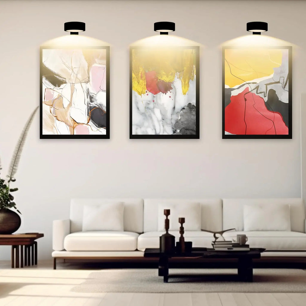 9-Pack Black Picture Lights for Wall, Battery Operated with Remote and Timer, 3 Color Temperatures & Dimmable, Art Display Light for Picture Frame Artworking Portrait，Wireless Wall Decor Puck Lights TAVEN System LLC