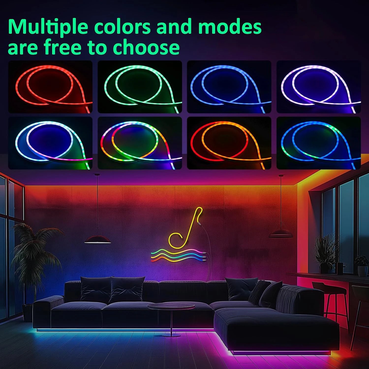 Neon LED Rope Lights,  LED Lights For Bedroom Flexible LED Light Strip With Remote And APP Control RGB Lighting Strip TAVEN System LLC