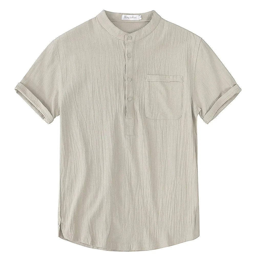Men's Short Sleeve T-shirt Cotton and Linen Casual Men T-shirts Solid Color Summer Shirt Male Cozy Breathable TAVEN System LLC