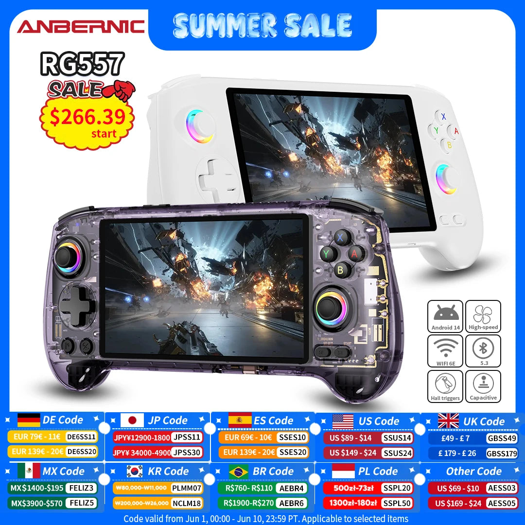 ANBERNIC RG557 Handheld Game Console 5.48" AMOLED Screen Dimensity 8300 Android Retro Video Player Supports FOTA WIFI Streaming TAVEN System LLC