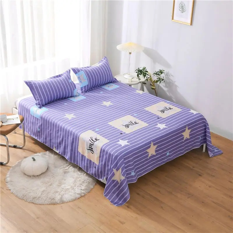Queen Size Bed Sheet Single Soft Brushed Cotton Bedding Rustic Design All Seasons Breathable 1.6m Double Bed Sheet TAVEN System LLC