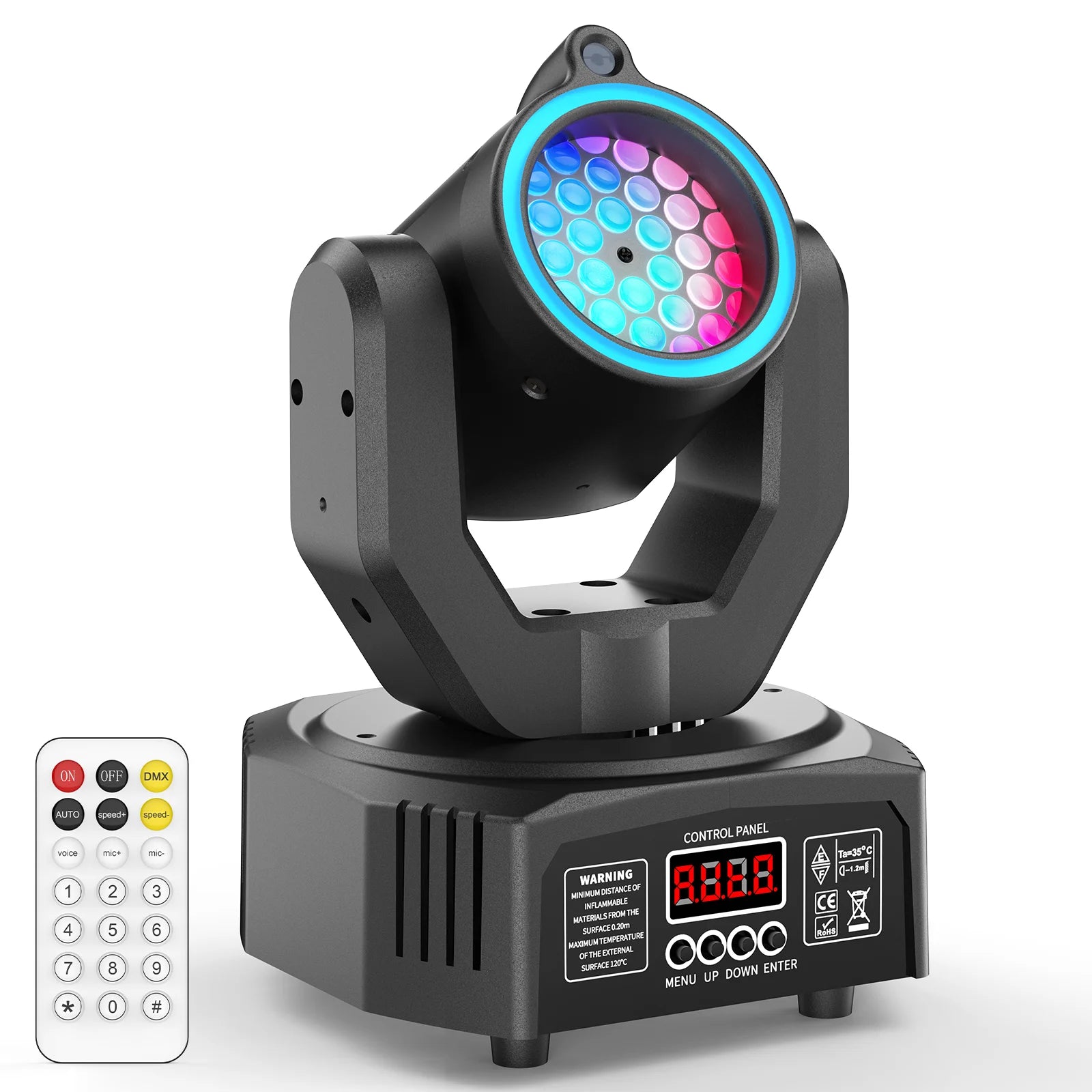 U'King Mini 30W Beam Pattern Moving Head Light RGB DMX Sound Activated Strobe Effect Stage Light for DJ Disco Party Christmas TAVEN System LLC