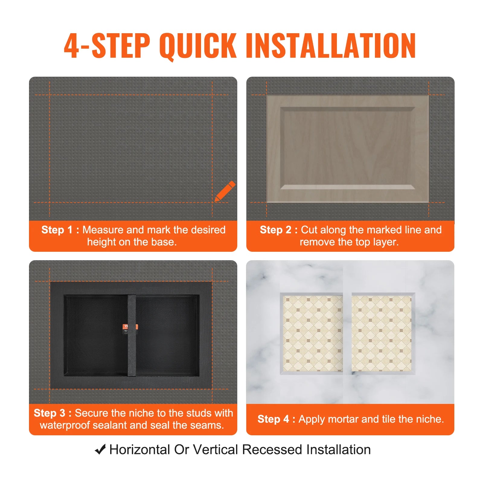 SucceBuy Shower Niche Ready for Tile Shelf Organizer  Corners Niche Recessed Sealed Protection  Soap Storage for Shower Bathroom TAVEN System LLC