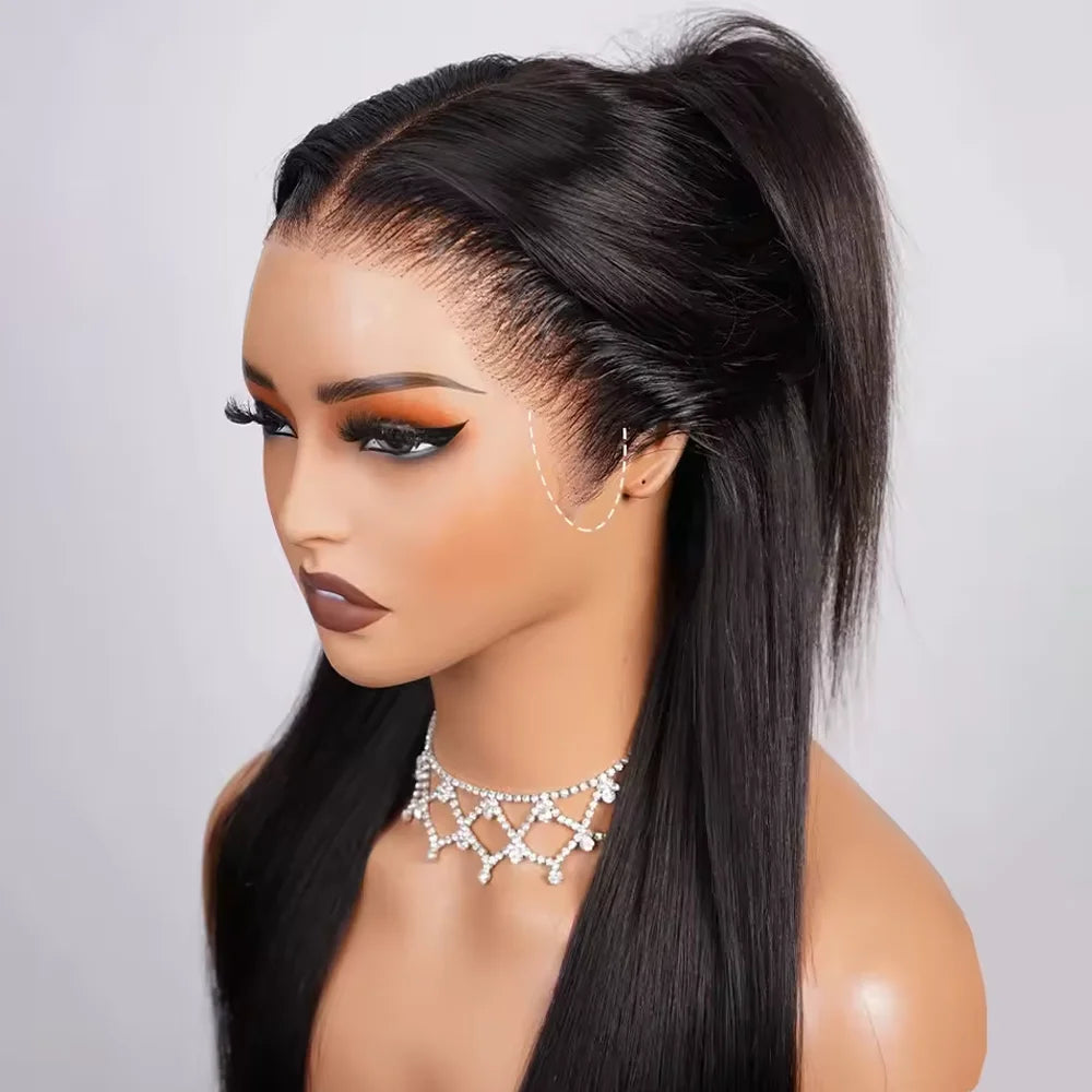 FIUMER straight human hair lace front wig