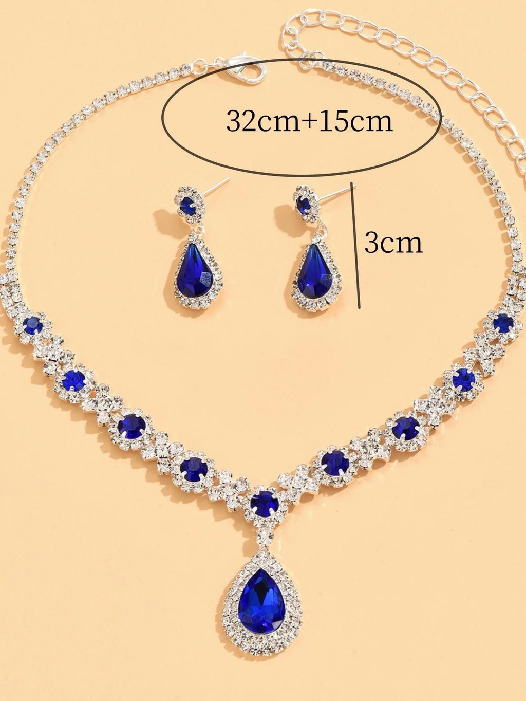 3 pieces of women's crystal droplet necklace with earrings set for wedding evening dress accessories TAVEN System LLC