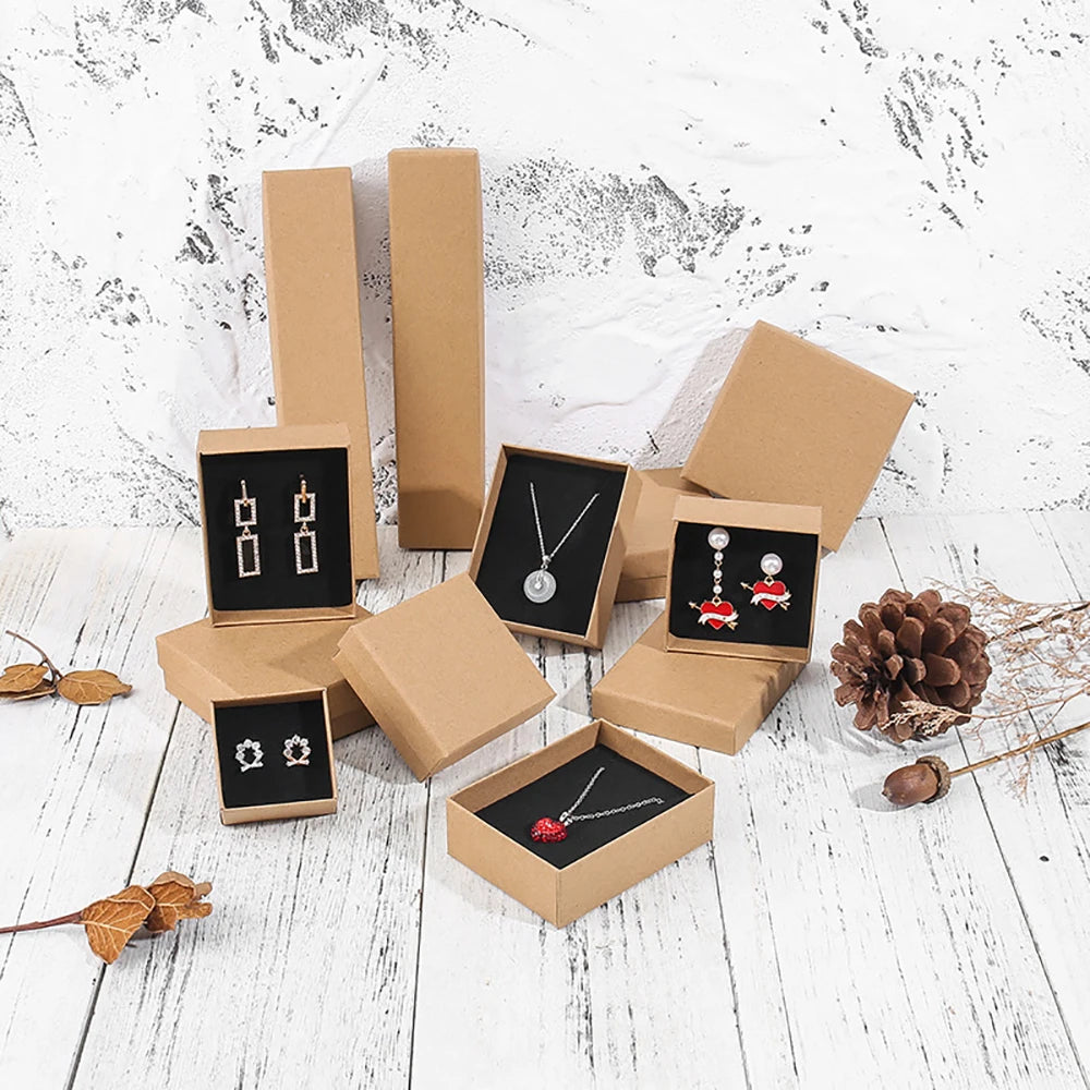 12pcs/ lot Simple Box Earnail Rings Earrings Bracelet Necklace Gray Black Paper Jewellry Display Case Jewelry Organizer Boxes TAVEN System LLC