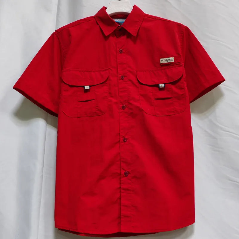 Men Short Sleeve Cargo Nylon Fishing Work Casual Shirt TAVEN System LLC