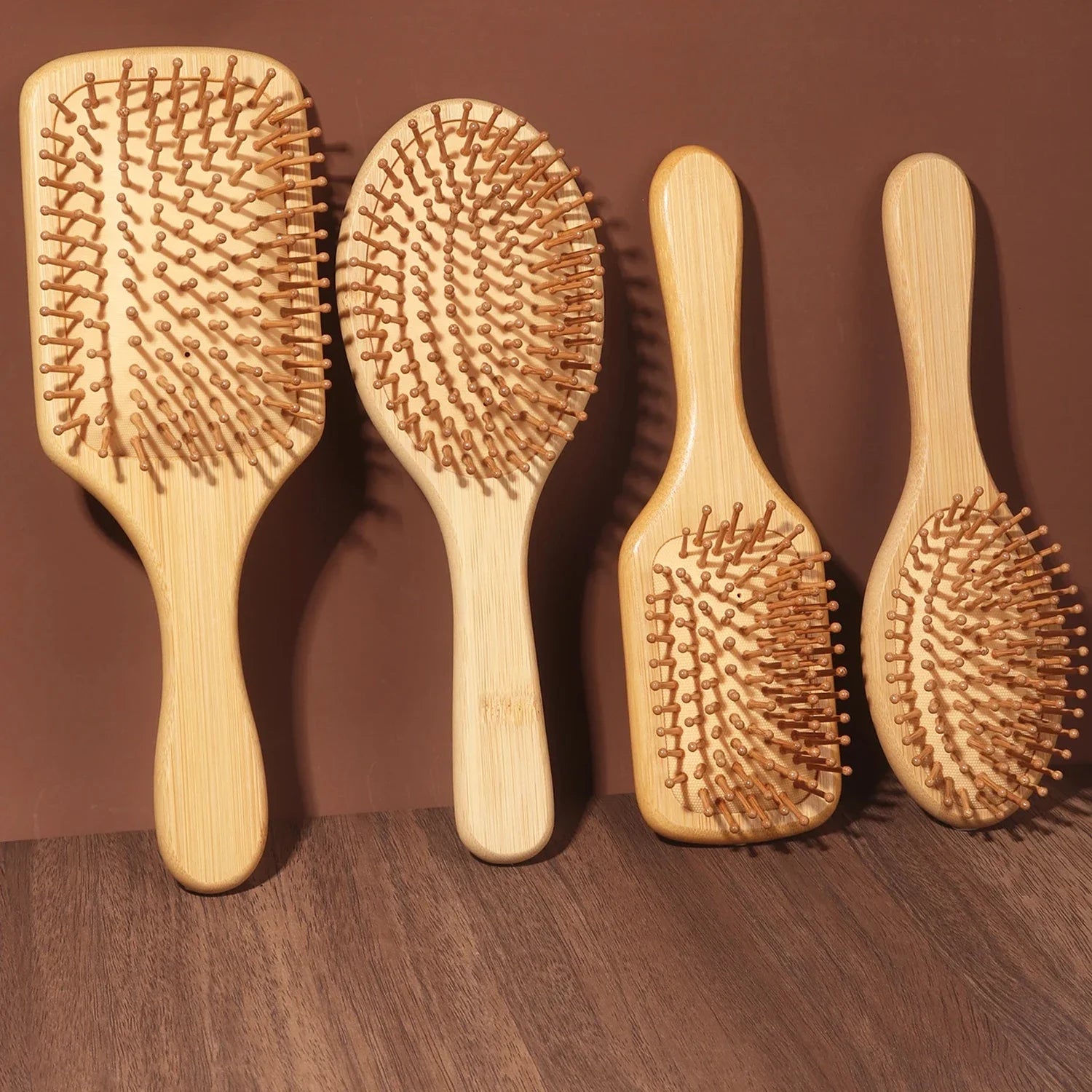 Natural Bamboo Paddle Hair Brush with Air Cushion Anti Static