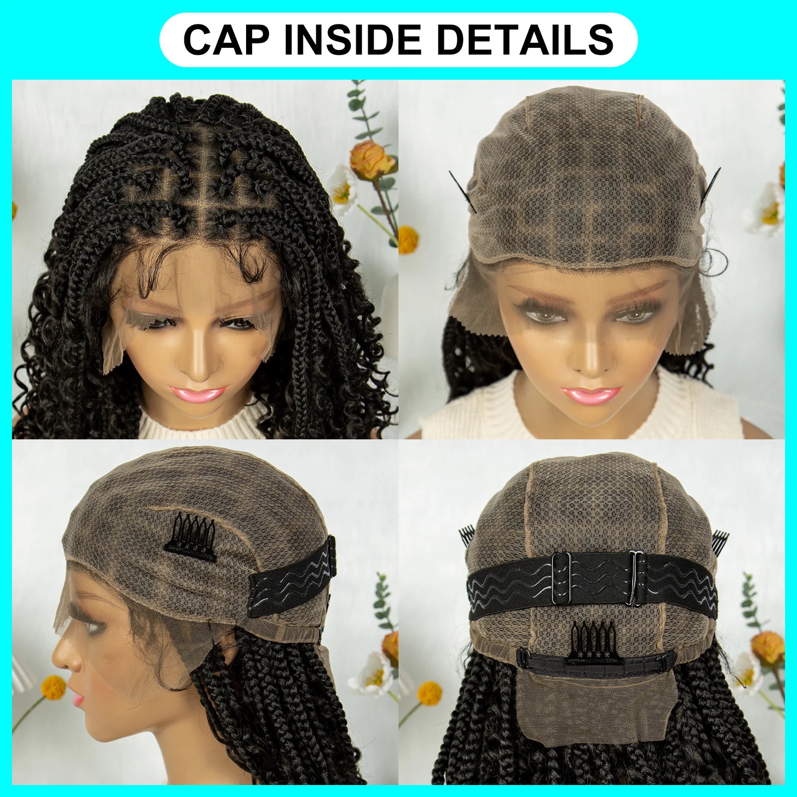 Short boho box braids full lace synthetic wig