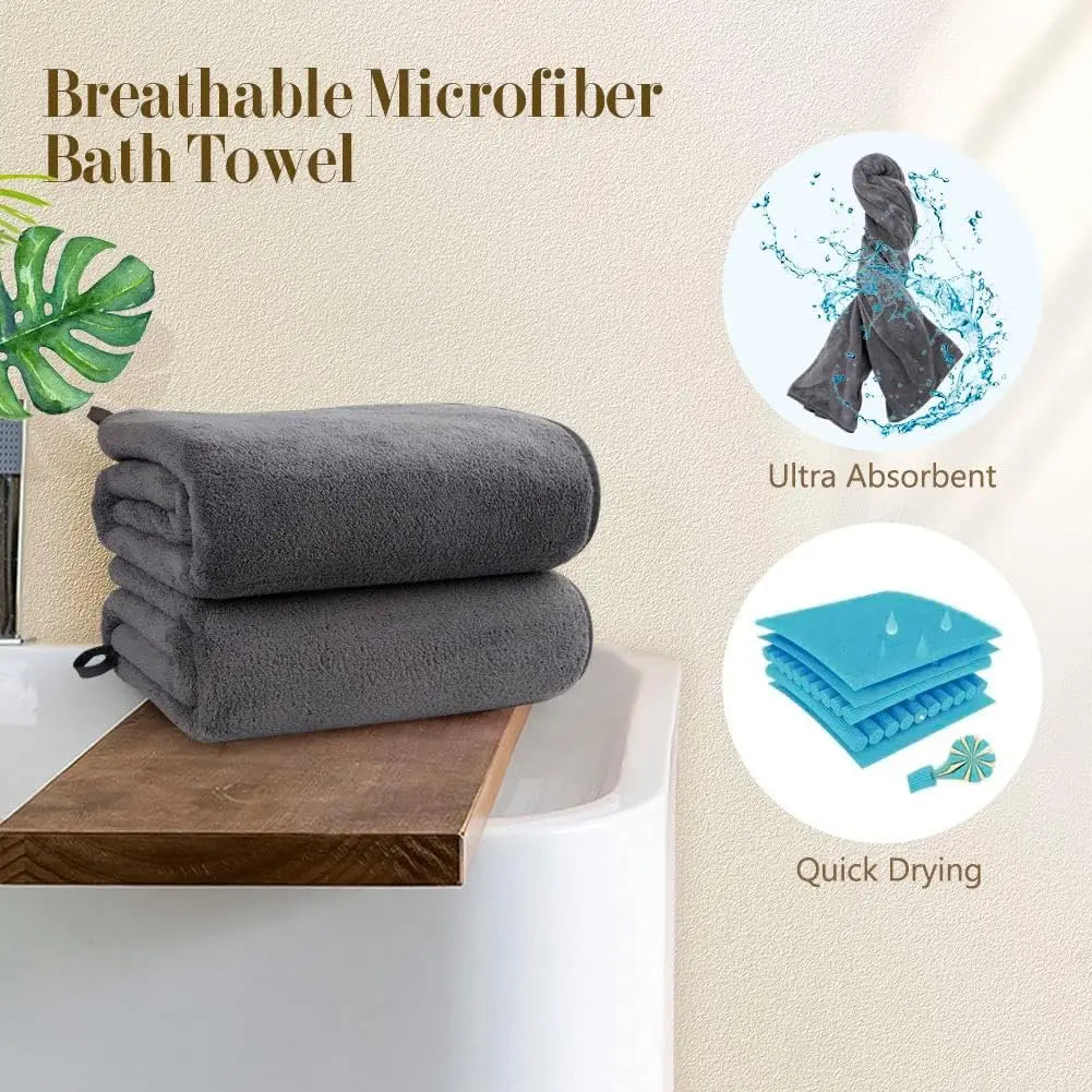 Bath Towels Pack of 2(27'' x 54'') - Soft Feel, Highly Absorbent, Quick Drying Microfiber for Body, Sport, Yoga, SPA, Fitness - TAVEN System LLC