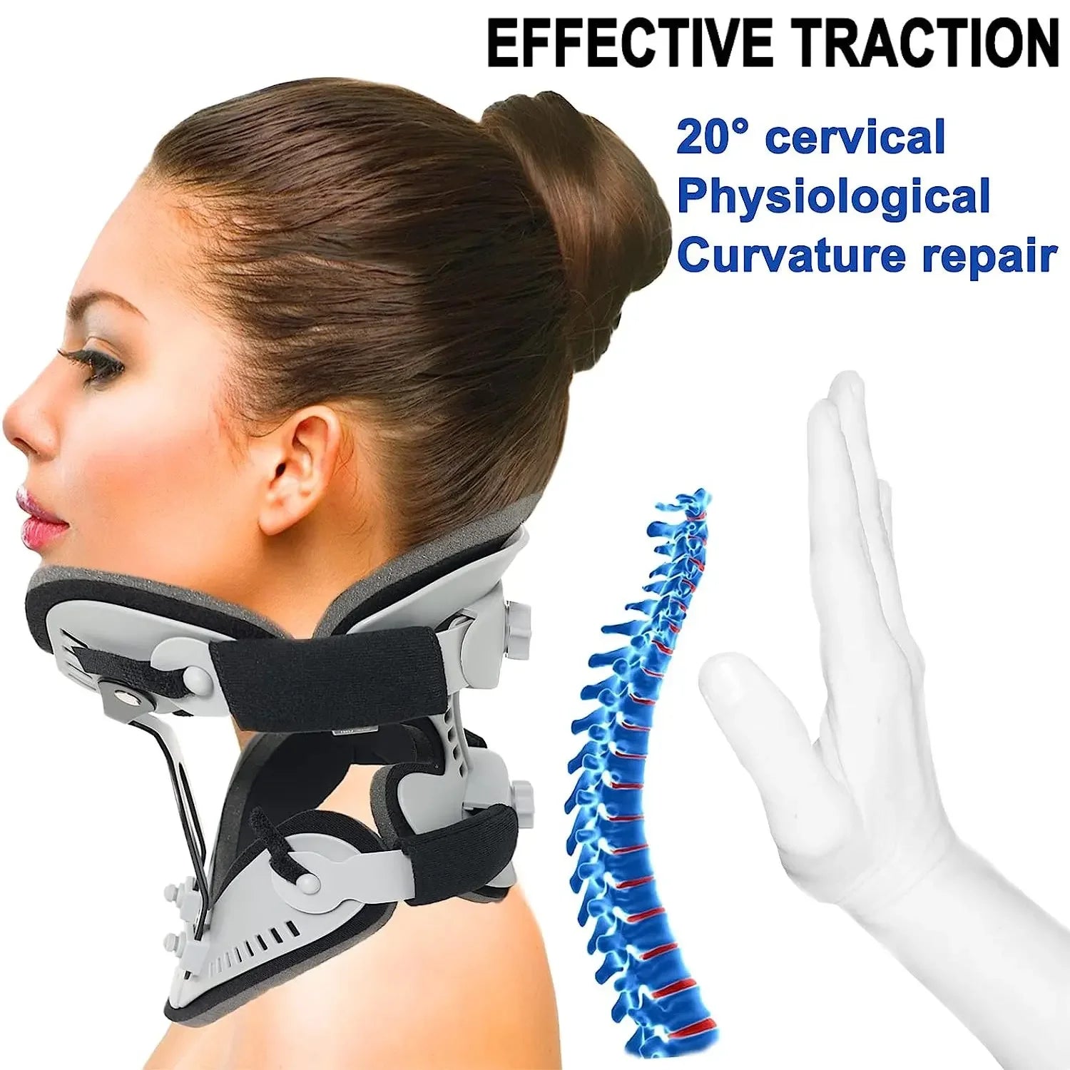 Neck Brace Support Orthosis, Adjustable Cervical Collar, Fixable Neck Posture Corrector, Pain Relief, Traction Spine Alignment TAVEN System LLC