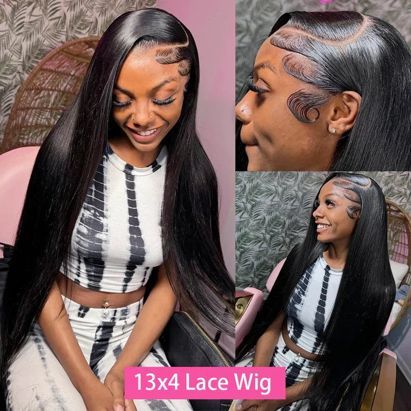 FIUMER straight human hair lace front wig