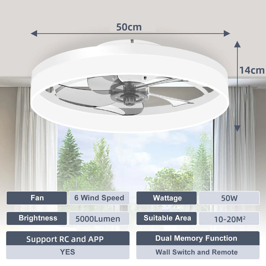 Simple LED Ceiling Fan Light Remote Control with Infinite Dimming 6 Levels of Wind Speed Living Room Bedroom chandelier fan TAVEN System LLC