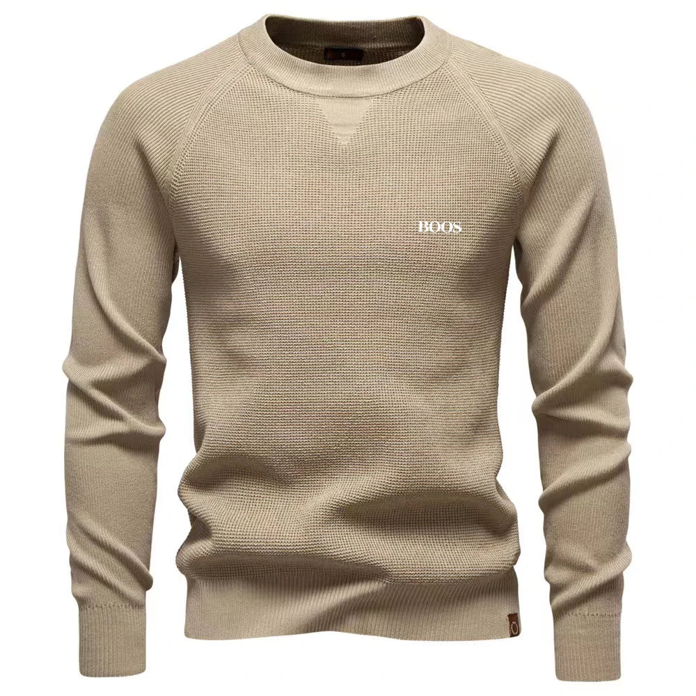 Men's Autumn Winter Round Neck Solid Knit Sweater Business Casual TAVEN System LLC