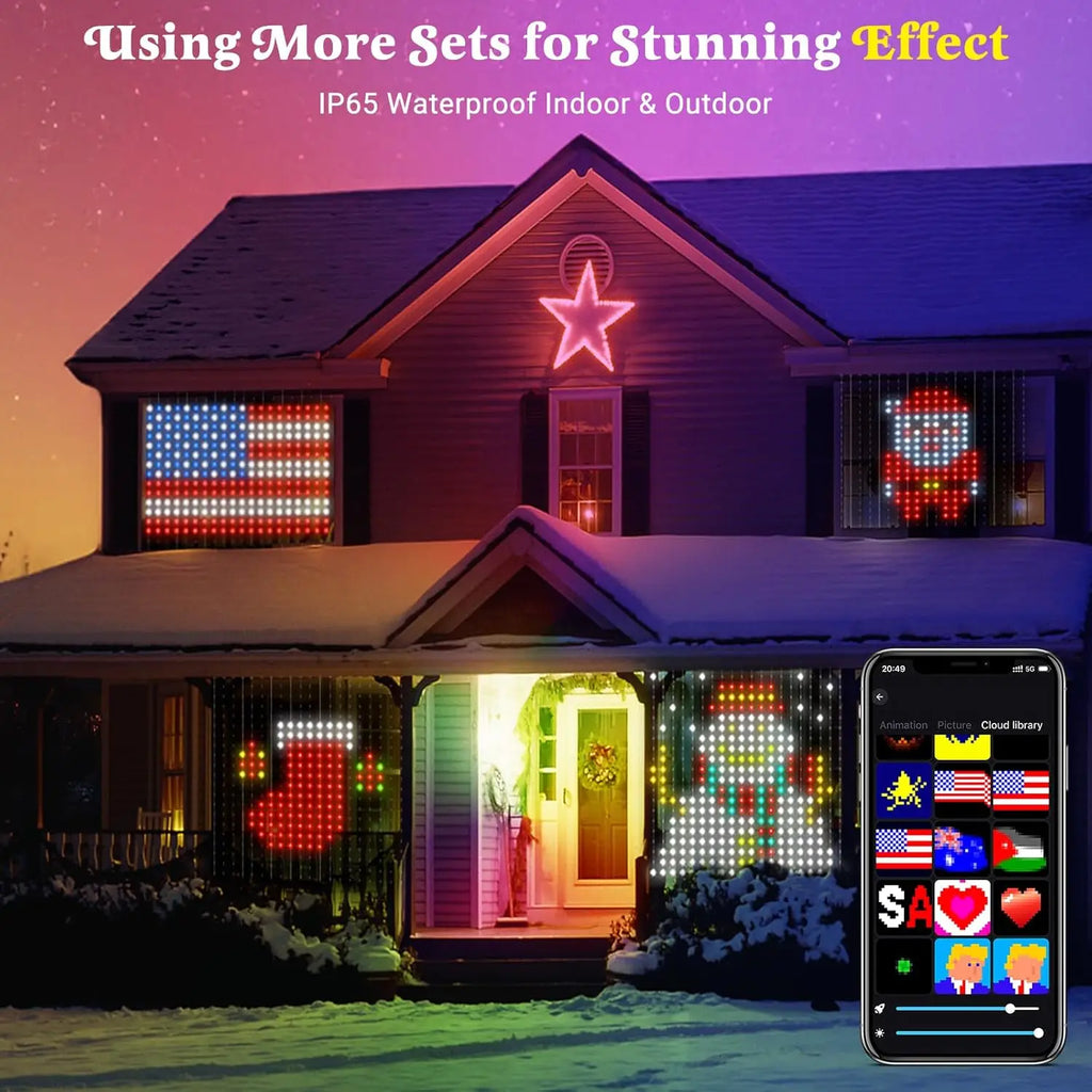 400 LED Smart Curtain Lights String Lights with App Remote Control Music Sync Christmas Curtain String Outdoor Fairy Lights TAVEN System LLC