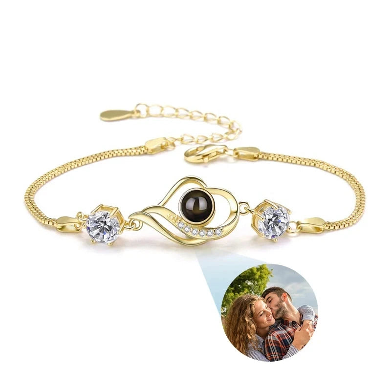 Custom Bracelet With Picture Inside Personalized Stainless Photo Projection Box Chain Bracelet Anniversary Memorial Jewelry Gift TAVEN System LLC