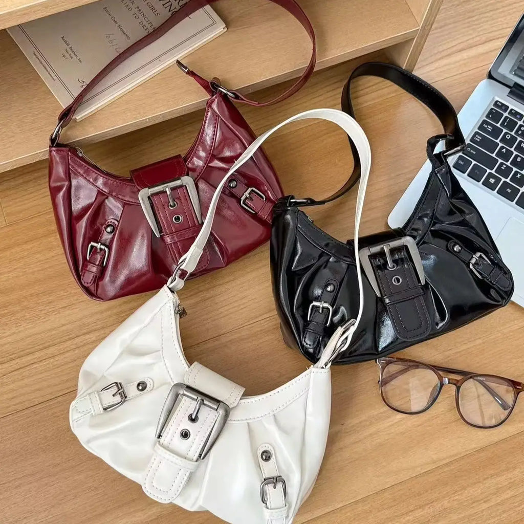 Y2K Retro Pleated Hobo Shoulder Bag Women Underarm PU Handbag TAVEN System LLC