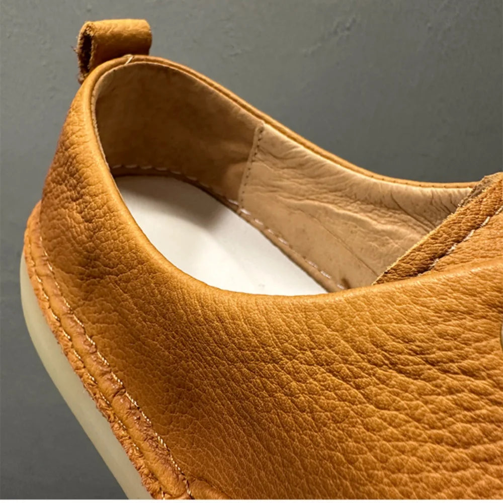 QHCCID Male Low Top Soft Cowhide Casual Shoes Shallow Breathable Summer Footwear TAVEN System LLC