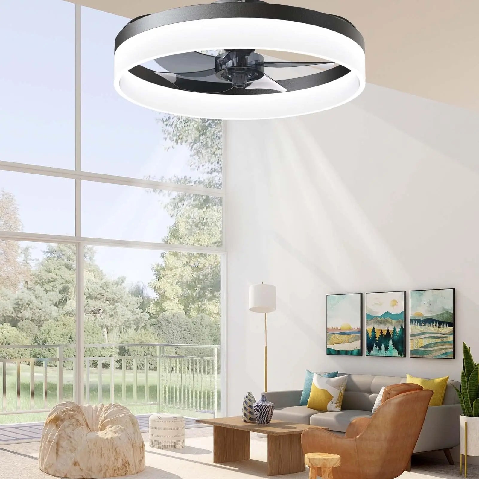 Simple LED Ceiling Fan Light Remote Control with Infinite Dimming 6 Levels of Wind Speed Living Room Bedroom chandelier fan TAVEN System LLC