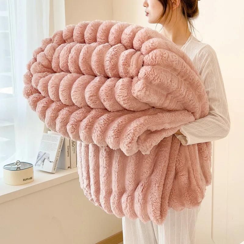 Thickened Wide Striped Flannel Multifunctional Blanket Spring, Can Be Used As Bed Sheet Cover Blanket, Sofa Blanket,nap Blanket TAVEN System LLC