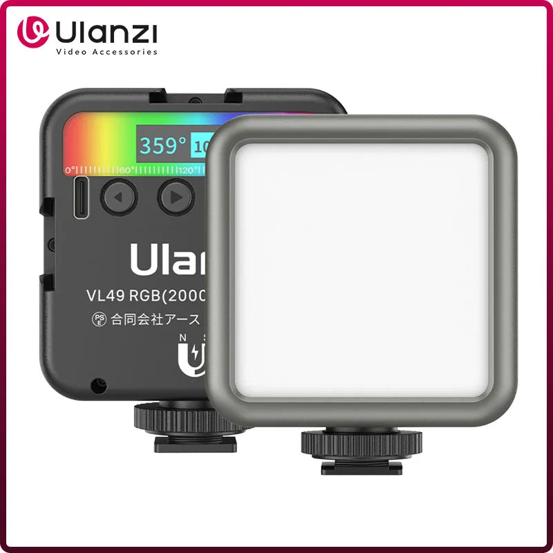 Ulanzi VL49 RGB Mini LED Video Light 2000mAh 2500K-9000K Portable Photography Lights Vlog Fill Light for DSLR SLR Camera Lamp TAVEN System LLC
