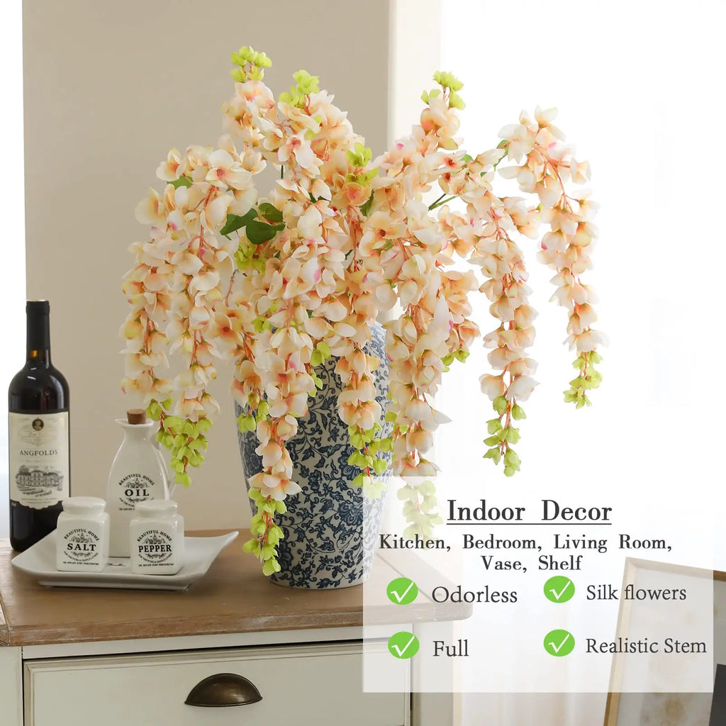 40'' Giant Wisteria Artificial Flowers Fake Wisteria Floral Hanging Plant Garland for Home Party Floor Wedding Arrangement Decor TAVEN System LLC