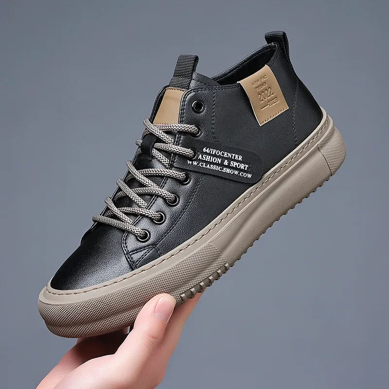 Sneakers Fashion Man Leather Men's Flat Shoes Height Increasing Shoes Lace-Up High Quality Men Sneakers for Men Luxury 2024 TAVEN System LLC