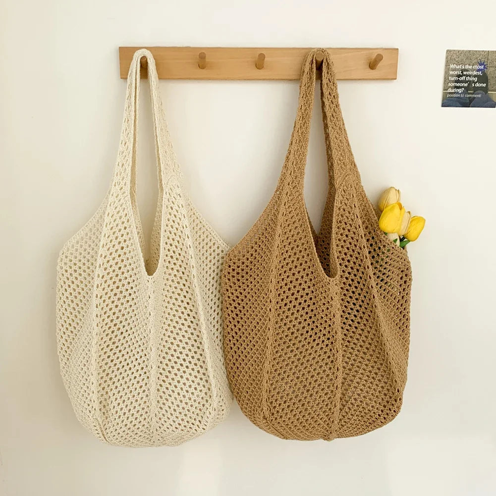 Women Straw Woven Beach Tote Bag Crochet Shoulder Handbag TAVEN System LLC