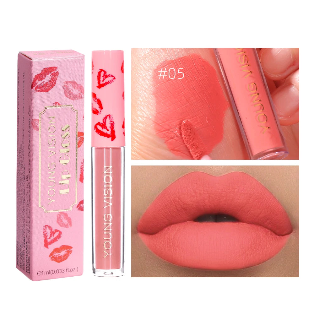 12 Color Matte Velvet Liquid Lip Gloss Long Lasting Non-Stick Cup Waterproof Intense Color Showing Lip Mud